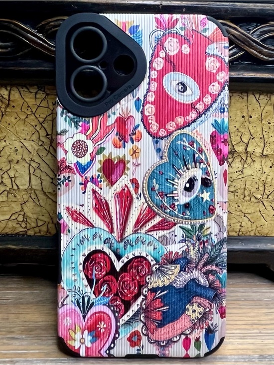 Other - Evil Eye Heart Phone Case/Cover for iPhone 16 Plus Colorful Textured